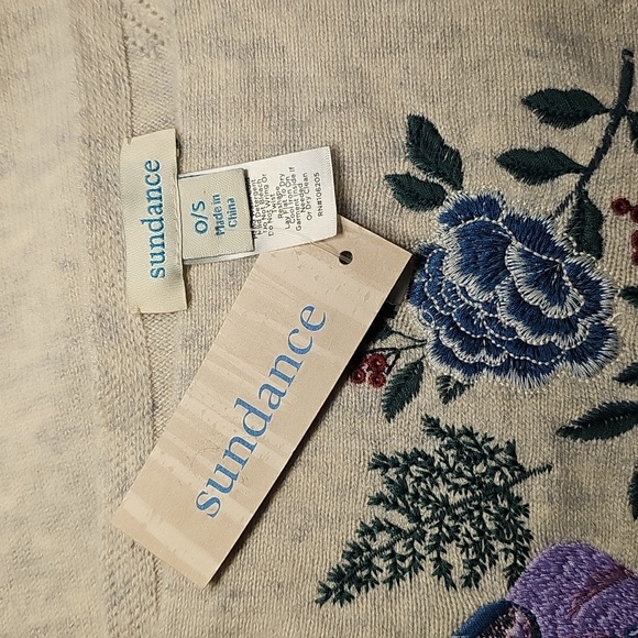 NWT Sundance Heather Gray Wool/Cashmere Birds Floral Embroidered Scarf - Picture 4 of 5